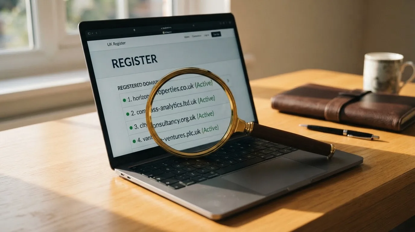 A magnifying glass rests over a printed regulatory certificate on a wooden desk.